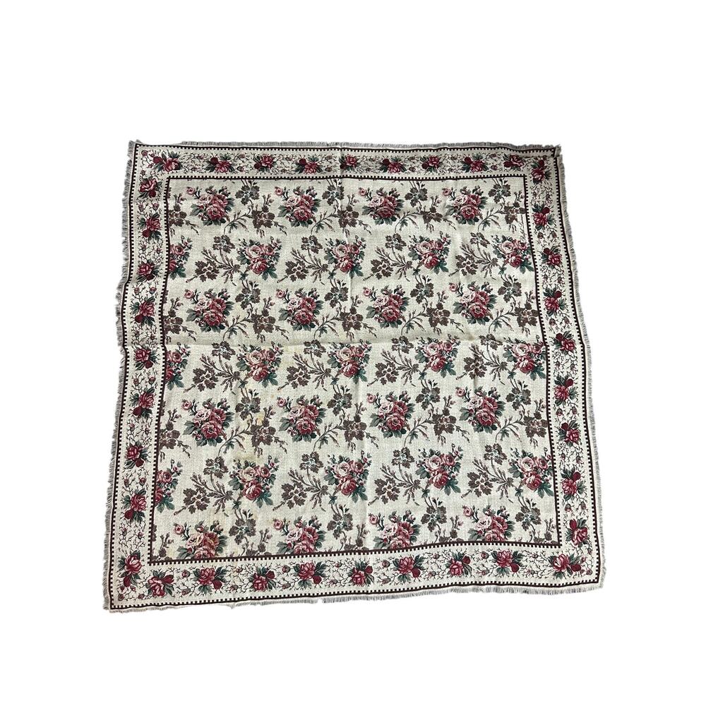 Vintage Polo Ralph Lauren Wool Square Scarf English Rose 30x30 Made in Japan